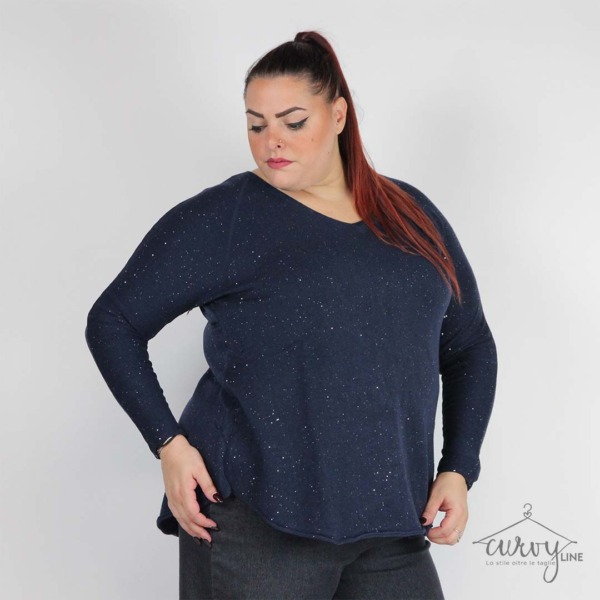 MAGLIA SCOLLO V STRASS